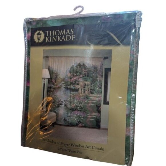 Thomas Kinkade The Garden of Prayer Window Art Curtain 72" X 84" Panel Pair New - Picture 5 of 5